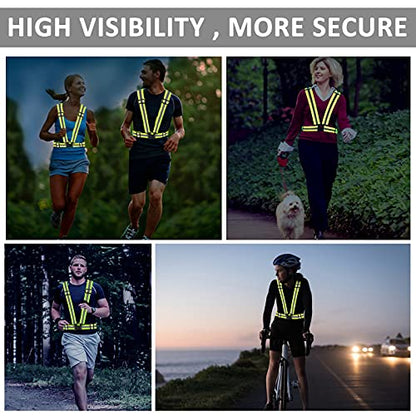 Reflective Vest - Running Vest Reflector, Reflective Running Vest with Safety Straps, High Visibility Reflector - color: F-10pcs Orange&green Vests