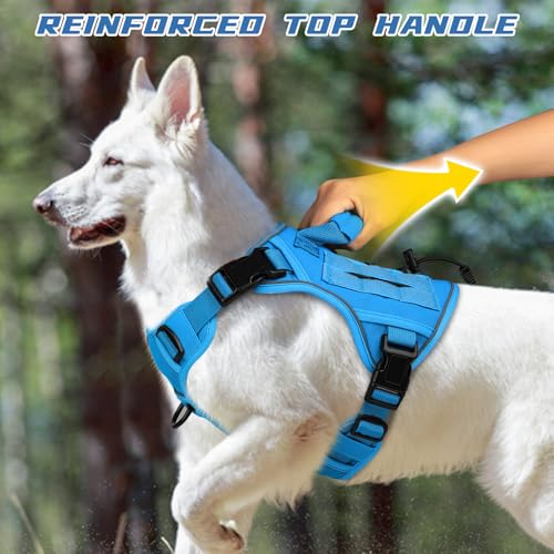 WINGOIN Blue Tactical Dog Harness for Small Dogs,No Pull Dog Harness - color: Blue, size: Small: 15-30 lbs (Chest:20-26",Neck:15-18")