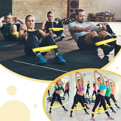 Hollowfly 12 Pcs Latex Resistance Loop Exercise Bands for Booty Workout Stretch Exercise Bands Non Slip for Legs Squat Resistance Loop Women Men Starter Butt Hip Thigh Fitness - color: Yellow, style: Medium