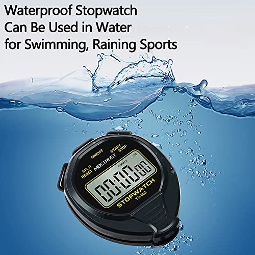 Stopwatch Sports Timer, Digital Stop-Watch - style: 1Lap waterproof Yellow