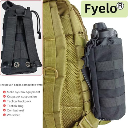 Tactical MOLLE Bottle Pouch Basic Style & Enhanced with Shoulder Strap - color: Black-Basic
