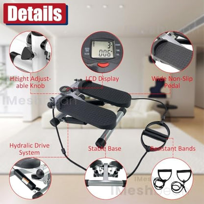 iMeshbean Steppers for Exercise at Home, Mini Stepper, Stair Stepper with 330LBS Weight Capacity, Home Fitness Stepper with LCD Monitor, Stepper Machine with Resistance Bands