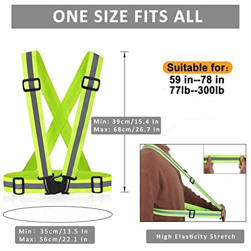 10 Pack Reflective Running Vests with Slap Bands, High Visibility Safety Reflective Reflector Vest Running Gear for Night Walking Cycling Hiking Jogging - color: A-10pcs Green Vests