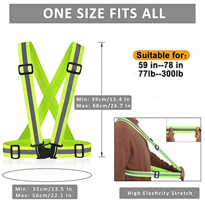 10 Pack Reflective Running Vests with Slap Bands, High Visibility Safety Reflective Reflector Vest Running Gear for Night Walking Cycling Hiking Jogging - color: A-10pcs Green Vests