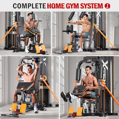 XGSW Multi-Function Home Gym Workout Station, Featuring a Pulley System, arm Trainer, and Leg Trainer for Full-Body Workouts. - size: L03-1 【154LBS】Fitness Station