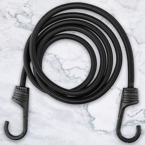 ZHOUBIN 72 Inch Black Bungee Cords with Hooks Heavy Duty, 2 Pcs - size: 72"