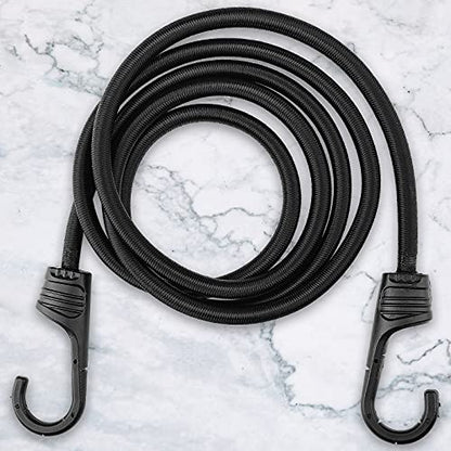 ZHOUBIN 72 Inch Black Bungee Cords with Hooks Heavy Duty, 2 Pcs - size: 72"