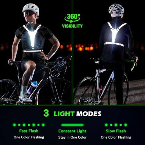 LED Reflective Vest Running Gear, USB Rechargeable Light Up Running Vest Chest Phone Holder for Runners Night Walking - color: Black