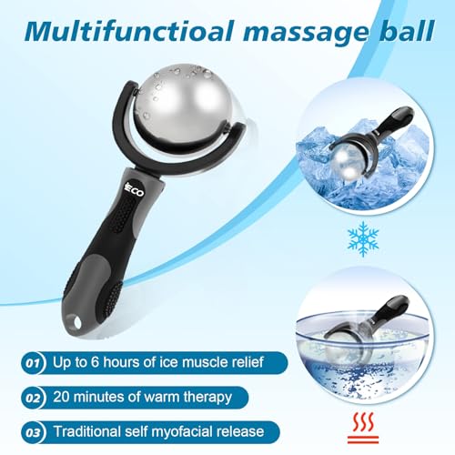 iECO Massage Ice Roller Ball Cold & Heat Therapy Plantar Fasciitis Roller - color: Gray+black