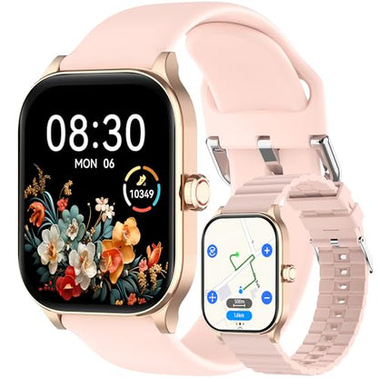 Smart Watch, GPS & Free Maps, 1.96" HD Screen, AI, Bluetooth Call & Text - color: Pink