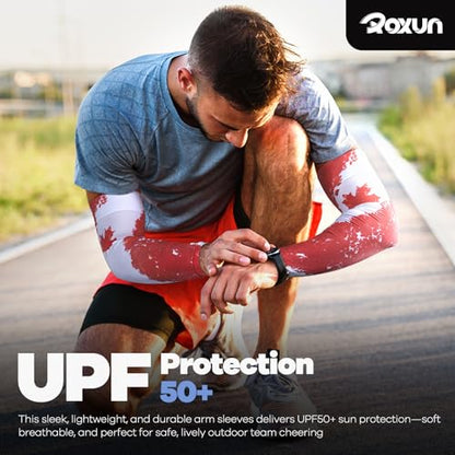 ROXUN Arm Sleeves Cooling UV Sun Protection Sport Compression for Men Women - color: 2 Pairs America Flag-2