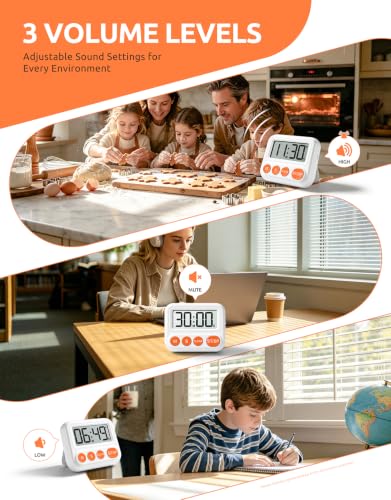 Digital Kitchen Timer, Magnetic Countdown Timer with Large LCD Display