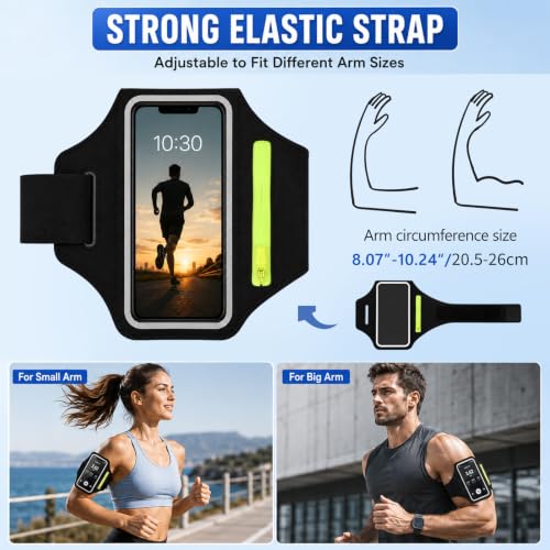 Running Phone Armband with Green Zipper Pocket, Armband Phone Holder - color: Green