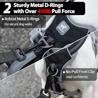 Huntboo Escape Proof Dog Harness, Escape Artist Harness, Reflective Harness with Padded Handle, Breathable, Durable, Adjustable Vest for Medium Dogs Walking, Training, and Running Gear (Black, M) - color: Black, size: Medium(Pack of 1)