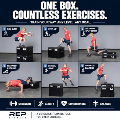 REP Fitness Stackable Soft Foam Plyo Box Set, Adjustable Plyometric Jump Box for Home Gym Workouts, Plyometric Jumping Platform for Exercise, Step Training, HIIT & CrossFit - style: 4" and 6"