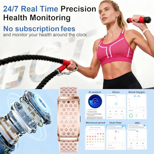 Smart Bracelet, Health Activity Fitness Trackers with Heart Rate Sleep Monitor, 24/7 Blood Oxygen/Calorie/Stress/Step Tracker, Health Fitness Bands, 170+ Sports Modes Smart band with 2 Bands (Pink)