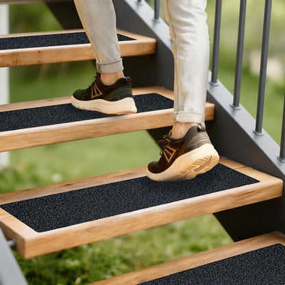 LifeGrip Anti Slip Stair Treads 8"x32" 10Pack Heavy-Duty Waterproof Outdoor - color: Black, size: 8" x 32"
