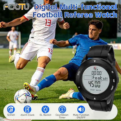 Professional Soccer Referee Watch with Tournament Mode Game Timer, 100-Lap Silent Stopwatch, 3-Line Backlit Display, On/Off Switch, Countdown/Alarm/Calendar for Football Officials, Coaches & Athletes - style: YS2020 Referee Watch