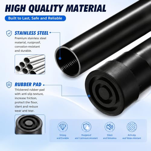 Mipcase 6pcs Universal Trampoline Replacement Legs Mini Trampoline Leg Cap Tip with Covers Pad Stainless Steel Trampoline Leg Tube Trampolines Bounce Part
