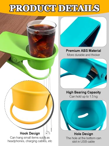 3PCS Clip on Cup Holder for Chair, Kalolary Drink Holder, Yellow Blue Green - color: 3PCS Blue Green Yellow