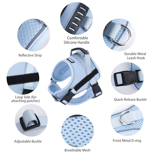 AIITLE No-Pull Dog Harness Reflective Mesh Vest Adjustable, Blue M - color: Blue, size: M
