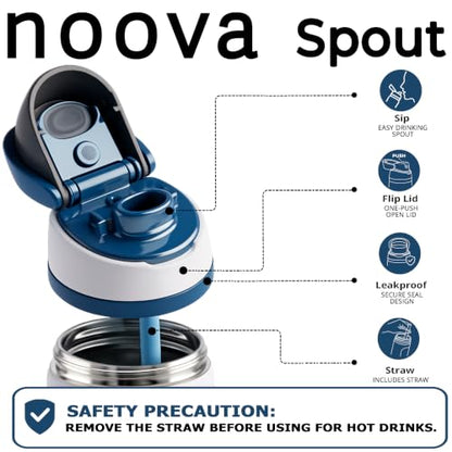 NOOVA Insulated Water Bottle Leak-Proof Insulated Stainless Steel Tumbler with Straw Sports Water Bottle Cold 24h Hot18h Thermos Travel Gift Beach Gym Accessories for Women Men Kids Cup 16oz Sand Teal - color: 16oz Sand-Teal