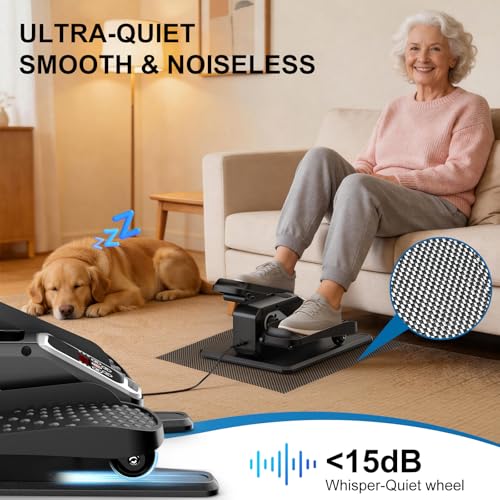 Under Desk Elliptical Leg Exerciser While Sitting for Seniors - color: Silver