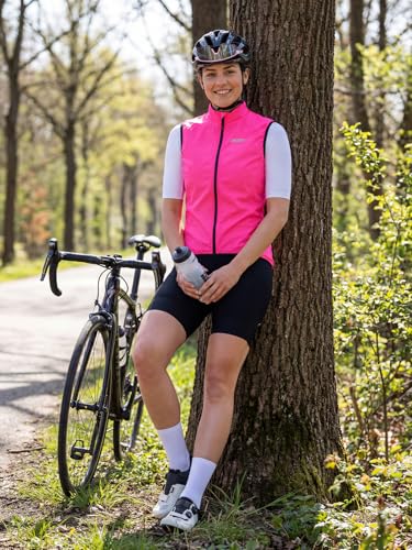 qualidyne Women's Windproof Cycling Vest, Full-Zip Bike Jacket with Pocket - color: Red, size: XX-Large