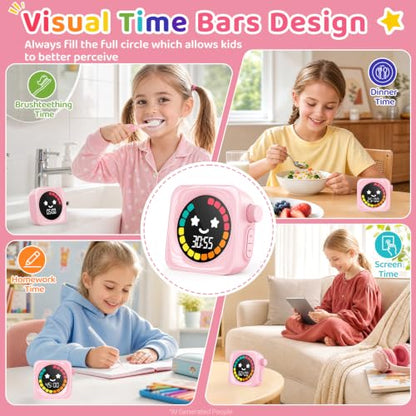 Visual Timer for Kids, 99 Minute Digital Cute Kids Visual Timer Classroom Timer for Homeschool Supplies Study Teaching Time Management Tool Countdown Productivity Timer, Pink, Colorful Display - color: Pink