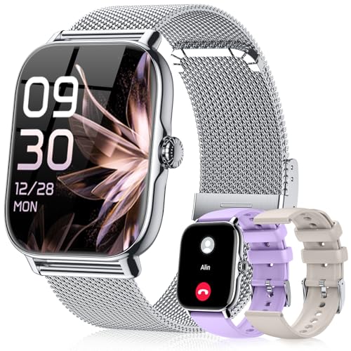 Smart Watches for Women Men (Make/Answer Calls), Steps Counter Fitness Watch for Android iPhone with 120+ Sports, IP68 Waterproof, Sleep Calorie Monitor, Pedometer (Silver) - color: Silver