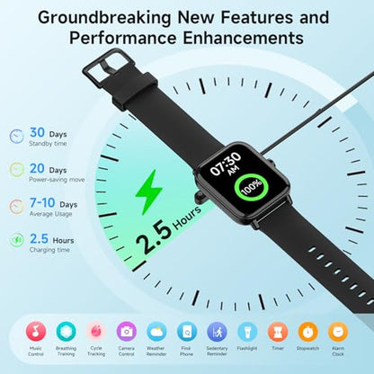 Smart Watches for Men Women, Alexa Built-in, 1.8" Smartwatch with Heart Rate/SpO2/Sleep/Stress, IP68 Waterproof Fitness Tracker with Bluetooth Call (Answer/Make), 101+ Sports Modes, for Android iPhone - color: Matte Black