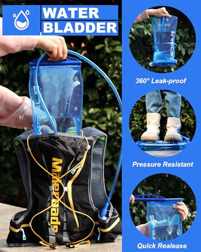 WRELS Hydration Bladder,1L/1.5L/2L/3L Water Bladder for Hydration Pack,BPA-Free Leakproof Water Reservoir for Hiking Running Camping Cycling - size: 1.5L—Blue