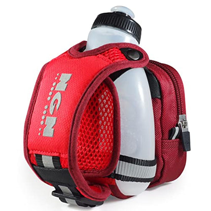 NGN Sport - Running Water Bottle Handheld | Hydration Bottle & Pack with Zippered Pocket - 10 oz (Cooling Lava Red, 10 oz (1-Pack)) - color: Cooling Lava Red, size: 10 oz (1-Pack)