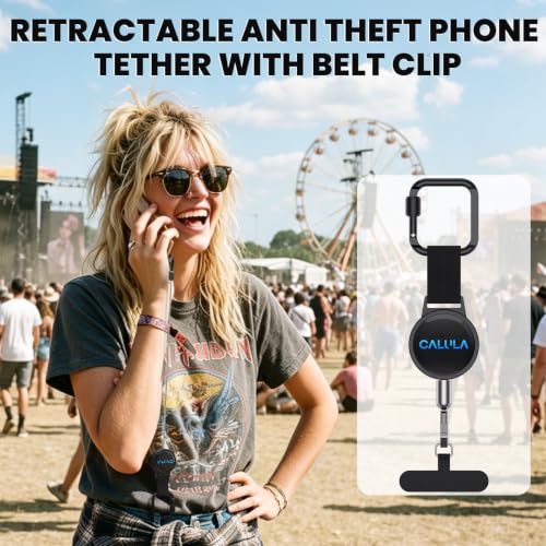 CALULA Phone Tether Anti Theft, 25.5’’ Retractable Cell Phone Lanyard