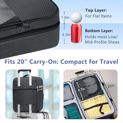 AOSBOS Shoe Bag for Travel,2 Layers Shoes Organizer,Honeycomb Black - color: HoneycombGrey