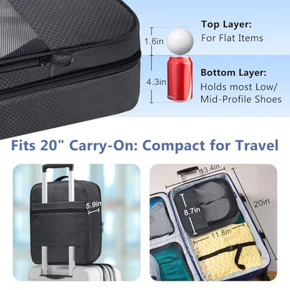 AOSBOS Shoe Bag for Travel,2 Layers Shoes Organizer,Honeycomb Black - color: HoneycombGrey