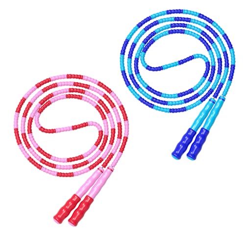Leeboom Jump Rope, Adjustable Length Tangle-Free Segmented Soft Beaded Skipping Rope, Fitness Jump Rope for Kids, Man, and Women Weight Loss 9.2 Feet - color: Pink+Blue
