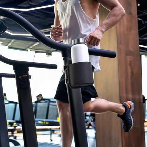 Xxerciz Treadmill Cup Holder, Roll Bar Water Bottle Holder with Two Adjustable Straps, Universal Drink Holder Fits 8-32 oz Bottle, Easily Install on Golf Cart, Walker, Scooter