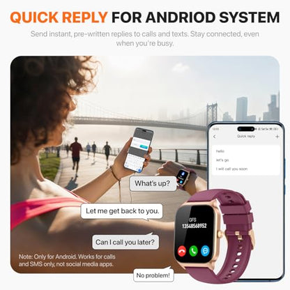 Smart Watch for Women Men,(Answer/Make Call) 1.83'' HD Fitness Activity Tracker Smartwatch for Android iPhone iOS Compatible,IP68 Waterproof Step Counter with Sleep Monitor (Modern, Wine Red, 1.83) - color: Deep Burgundy