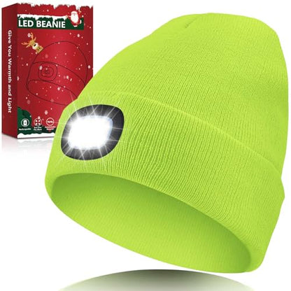 LED Beanie with Light Unisex, Gifts for Men Women, Winter Caps - color: Fluorescent Yellow