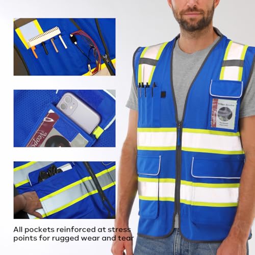 Neopelta Hi Vis Reflective Safety Vest for Men Women Blue Mesh/Yellow S - color: Blue / Yellow Trim, size: Small