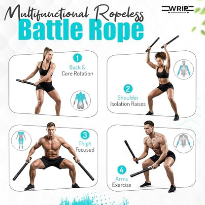 Ropeless Battle Ropes Weighted, Home Gym Equipment, Fat Burning Cardio, Small Space Exercise Equipment, Shoulder Exercise Stick, Travel Workout Equipment, Arm workout, Core Strength Training Equipment