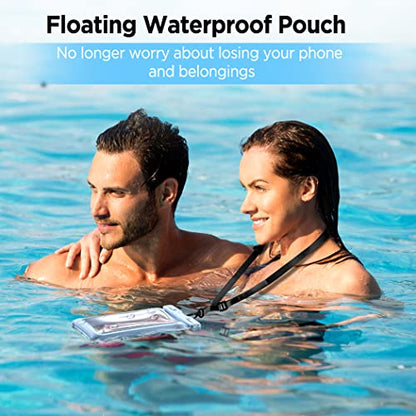CACOE Floatable Waterproof Phone Pouch 2 Pack Up to 7.0",Black+Light Blue - color: Black+Light Blue
