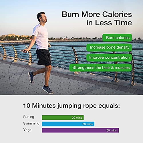 Jump Rope, H Handio Jump Rope with Counter, Workout Jumping Rope with Steel Ball Bearings, Adjustable Length Speed Skipping Rope for Men Women Kids Home Gym, Crossfit, Fitness Exercise - color: Black