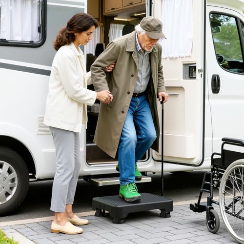 SOYO Mobility One Step Stool Platform for Adults & Elderly, Black-Black - color: Black-black