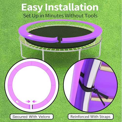 ACWARM HOME 16FT/15FT/14FT/12FT/10FT Trampoline Safety Pad Replacement, Round Trampoline Spring Protection Cover, Fits 16FT/15FT/14FT/12FT/10FT Frames, Water-Resistant Trampoline Accessories - color: Purple, size: 14FT