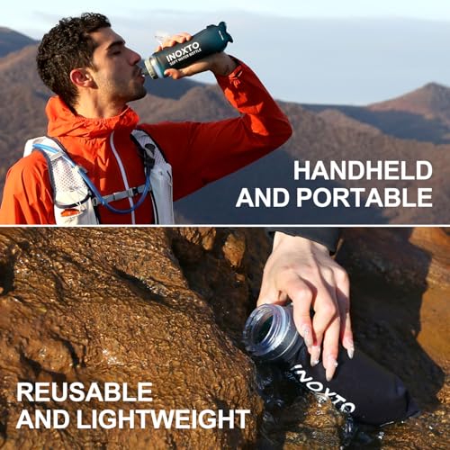 INOXTO Soft Flask,Collapsible Soft Water Bottles for Hydration Vests and Running Packs, Soft Flask Running Bottles for Hiking Cycling(250/500 ml) (2 PCS 500ML) - size: 2 PCS 500ML