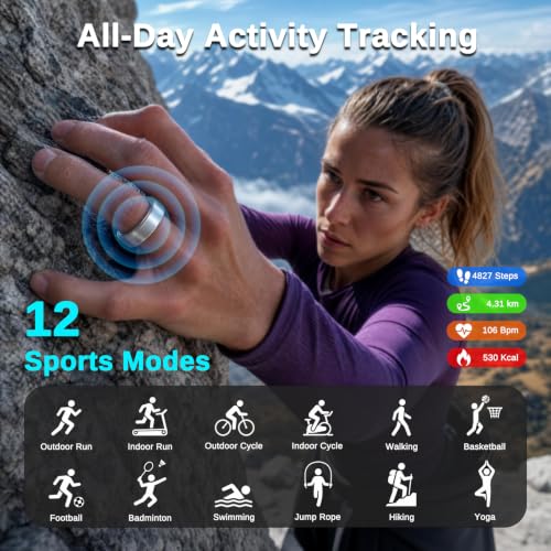 Smart Ring for Women & Men, Fitness and Health Tracker Ring(Silver 10) - color: Silver, size: 10