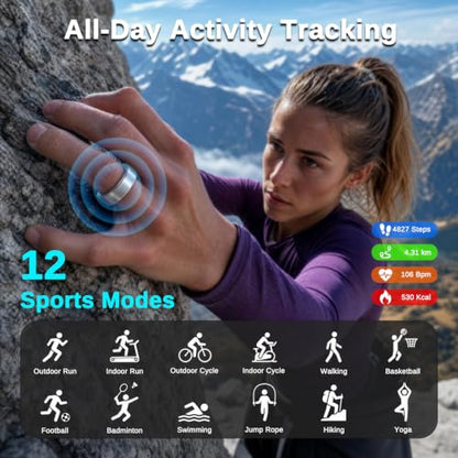 Smart Ring for Women & Men, Fitness and Health Tracker Ring(Silver 9) - color: Silver, size: 9