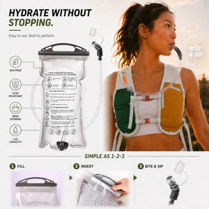 Running Vest with 2L Hydration Bladder Lightweight Pack - color: Forest Green